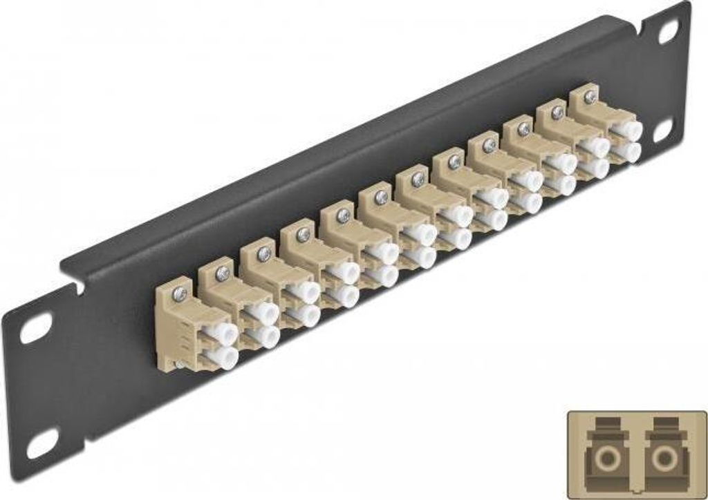 DELOCK 10" LWL Patchpanel 12 Port LC Duplex beige 1HE schw.