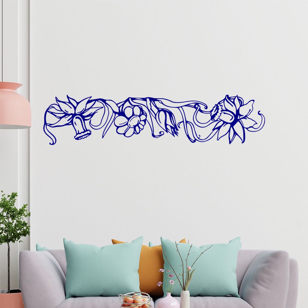 Blumen - Ranken Wandtattoo in 6 Größen - Wandaufkleber Wall Sticker - Dekoration, Küche, Wohnzimmer, Schlafzimmer, Badezimmer