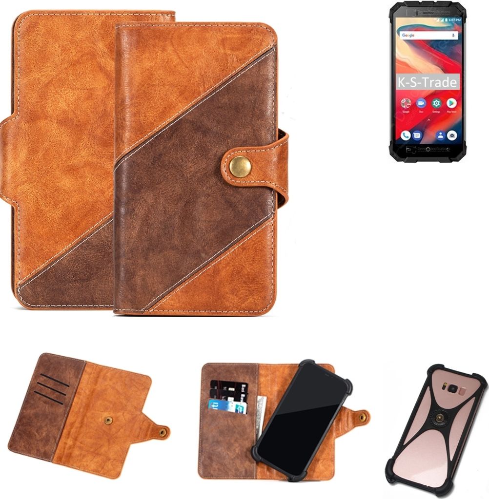 K-S-Trade Handy-Hülle Schutz-Hülle Bookstyle Case Wallet-Case kompatibel mit Ulefone Armor X2 Handy Cover Bumper Kantenschutz Smartphone dunkelbraun