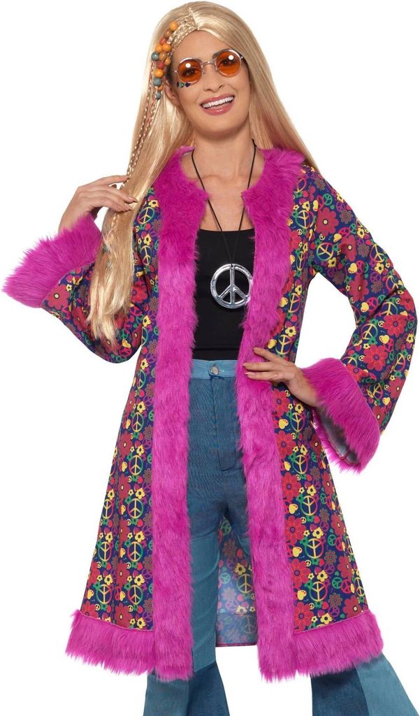 Smiffys - "60s" Mantel für Damen SM1739 (M) (Pink/Bunt)