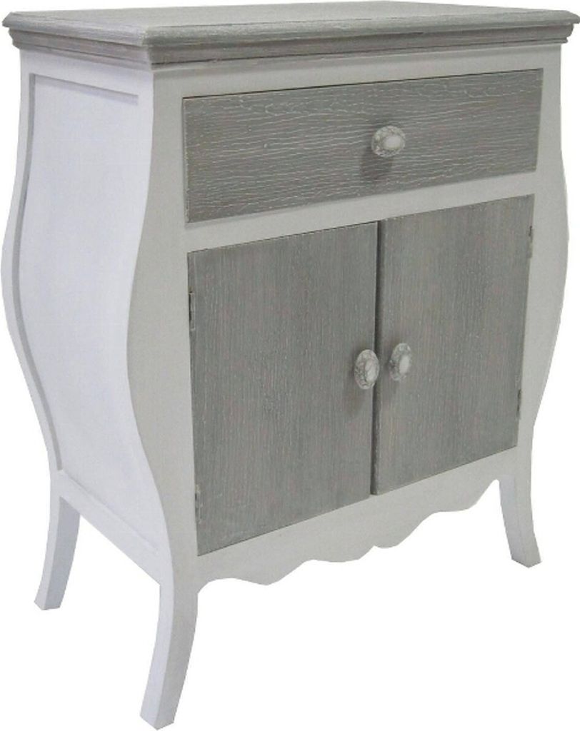 Casa Padrino Landhausstil Kommode mit 2 Türen und Schublade Antik Weiß / Grau 65 x 34 x H. 76 cm - Landhausstil Möbel