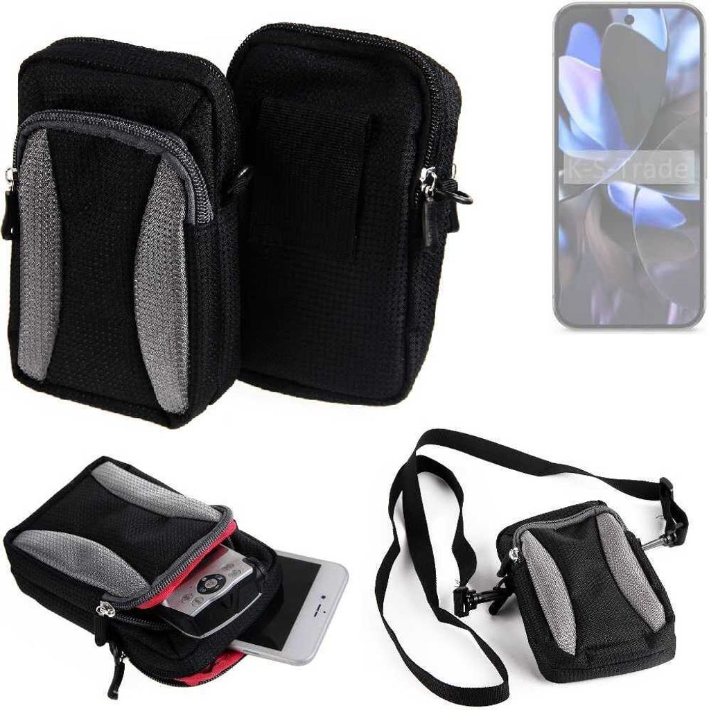 K-S-Trade Holster Schutz Hülle kompatibel mit Google Pixel 9 Pro XL Handy Hülle Gürteltasche Umhängetasche mit Zusatzfach schwarz