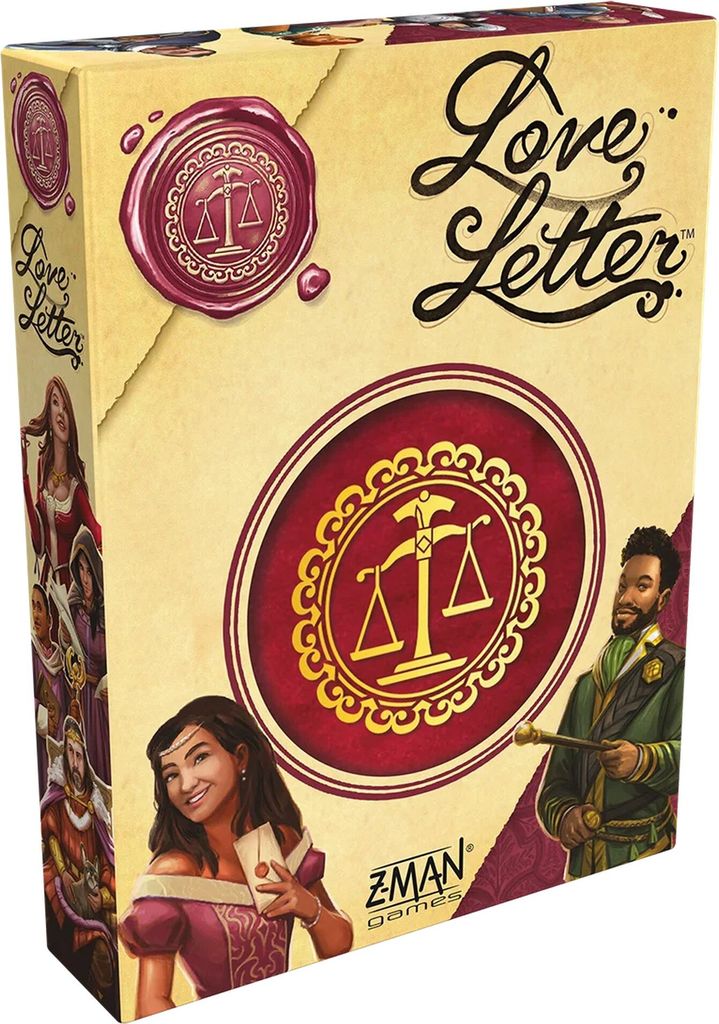 A box for the board game Love Letter, showing characters and game art.