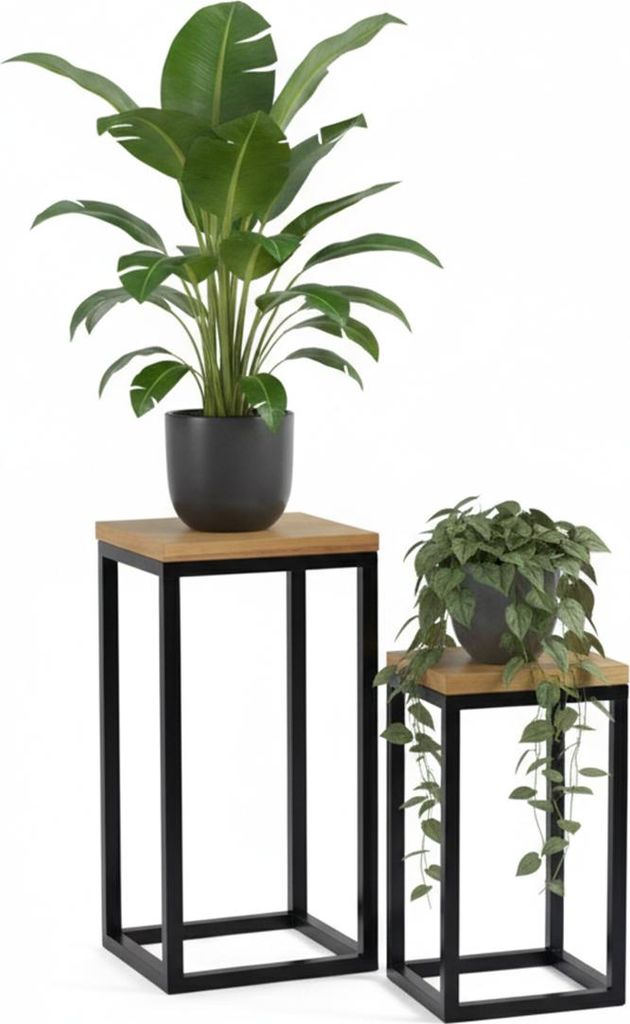 Set Standpflanzenhalter, Gross Und Klein, Aus Eichenholz Produktbild 