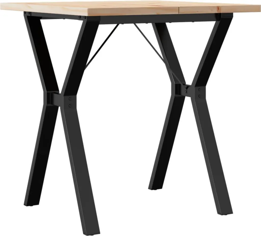 vidaXL Tavolo da pranzo con struttura a Y 70x70x75,5 cm in legno massiccio di pino e acciaio