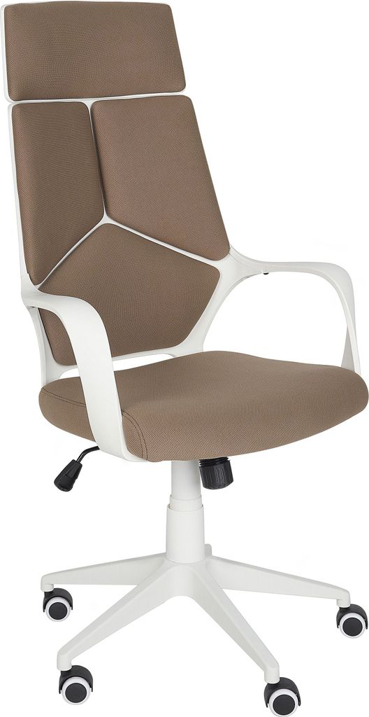 BELIANI Bürostuhl Braun und Weiß Stoffbezug Höhenverstellbar Drehbar mit Armlehnen Bremsbaren Rollen Modern Arbeitszimmer Drehstuhl Arbeitsstuhl