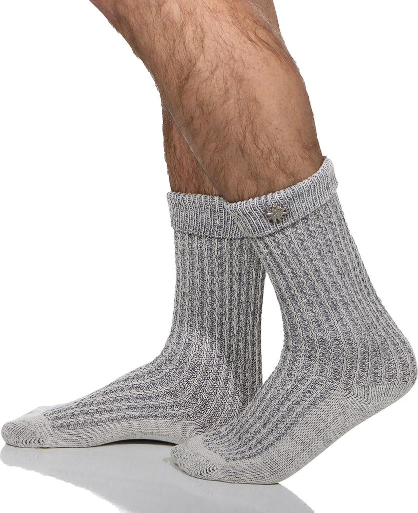 Trachtensocken Mit Edelweiß - Unisex Socken Für Damen Und Herren In Grau/Beige