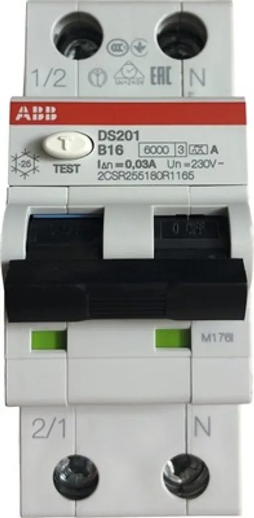 Disjoncteur ABB DS201 A 16A : Stop aux Risques d'Électrocution 30mA - 8