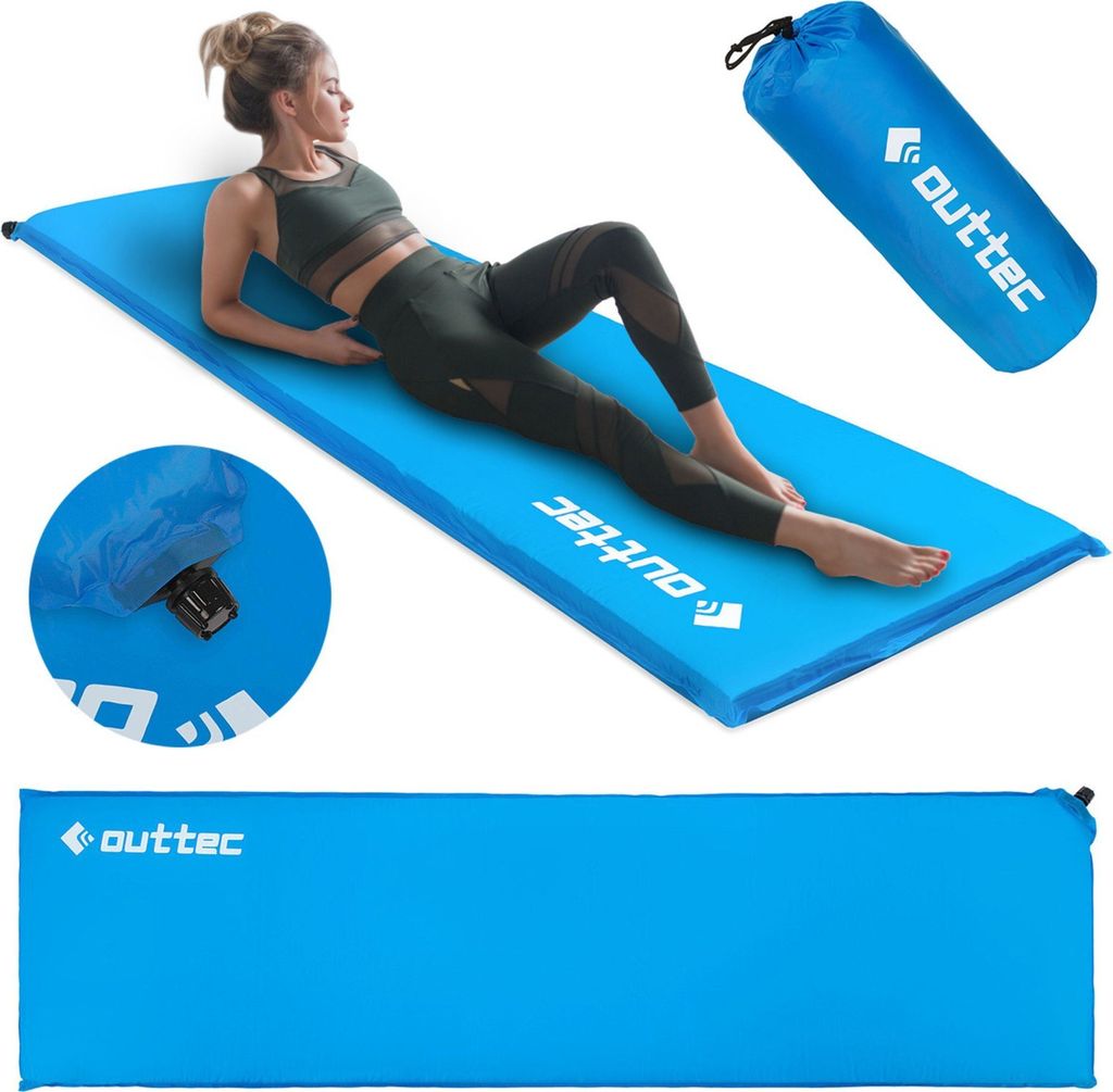 Outtec Selbstaufblasende Isomatte, Luftmatratze, Schlafmatte - 180x53 cm - ultraleicht, waßerdicht Aufblasbare Matratze, Luftbett für Camping O...