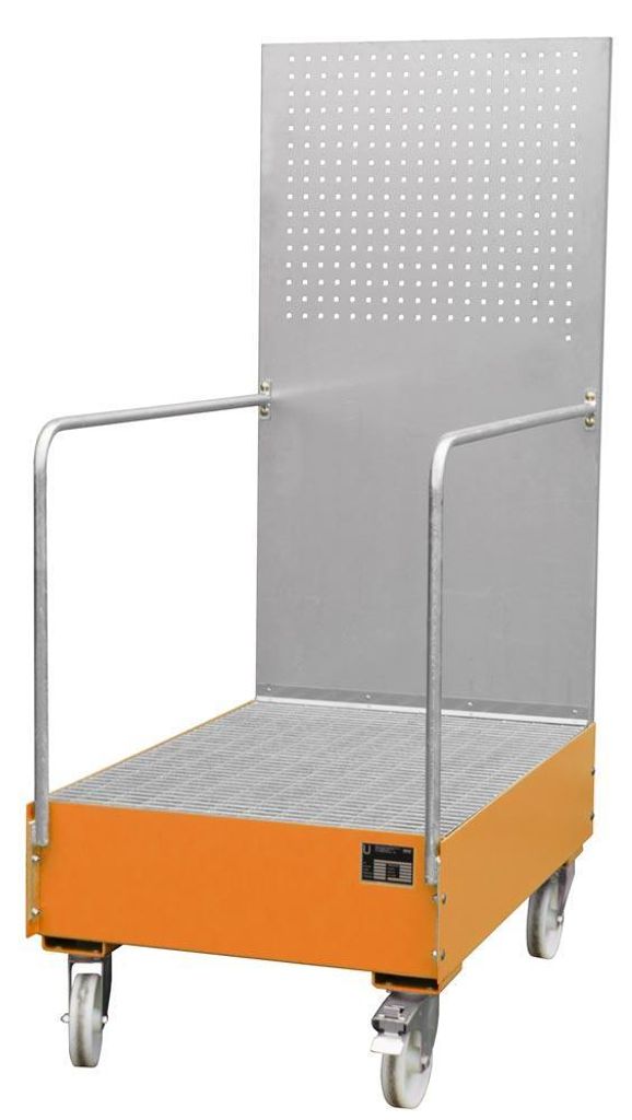 Bauer Fahrbare Auffangwanne mit Lochplattenwand LPW 200-3, lackiert, Gelborange
