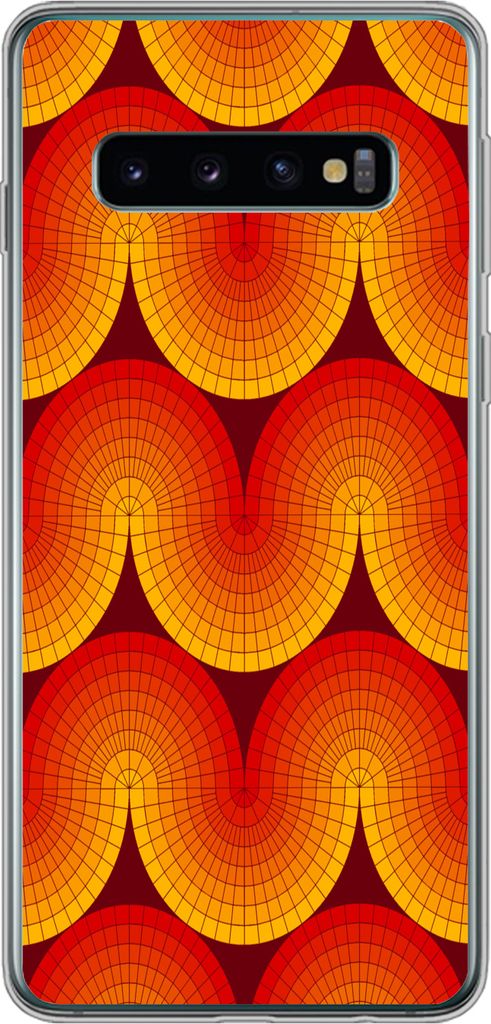 MuchoWow Handyhülle Schutzhülle Hülle für Telefoonhoesje Samsung Galaxy S10 Design - Retro - Rot - Abstrakt Silikon Softcase Handy Hülle - H...