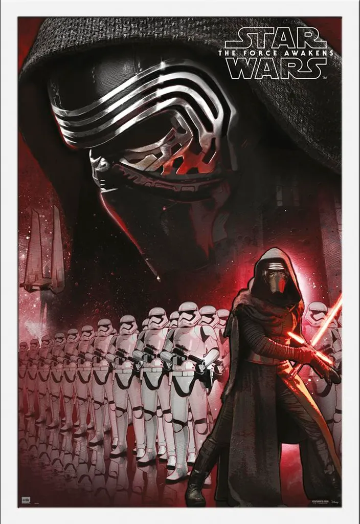 Tableau Star Wars Kylo Ren Encadré avec Cadre Blanc Shinsuke Maxi
