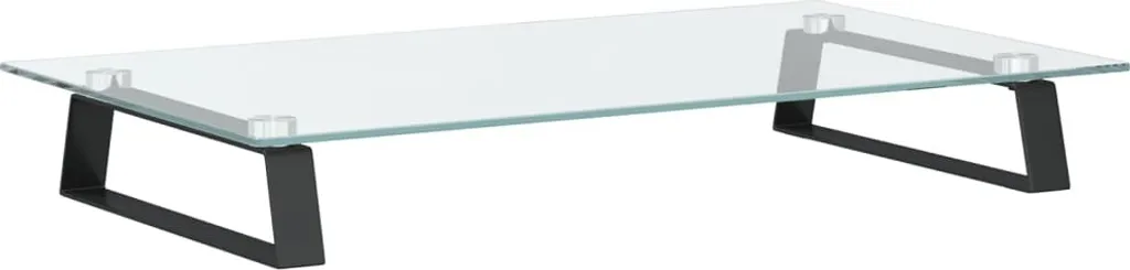Supporto Monitor Nero 60x35x8 cm Vetro Temperato e Metallo | Rialzo PC