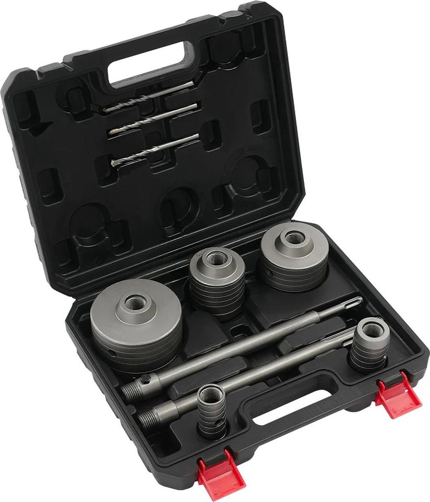 Lochsägen-Set - Für Beton - 9-teilig - SDS-Plus Schaft - 30/40/68/80/100 mm - Schwarz