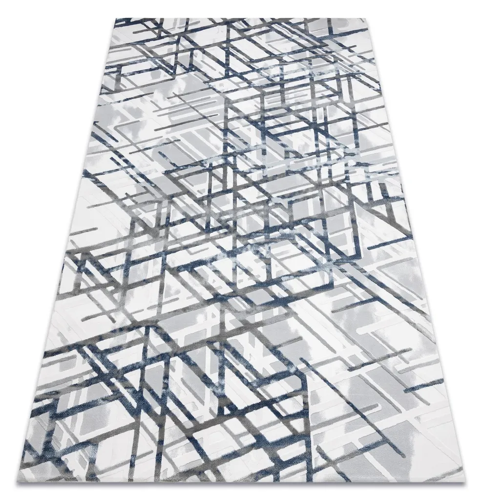 Tapis Moderne 3D Rayures Bleues 80x300 cm - Collection AKRYL VALS