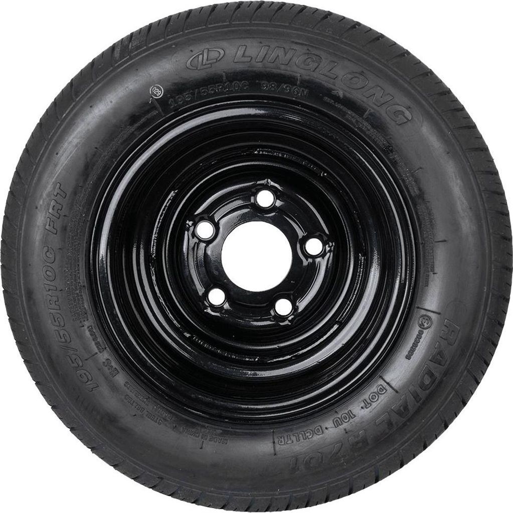 Verstärktes Rad für Anhänger LINGLONG REIFEN 195/55 R10C 98/96N UNITRAILER FELGE schwarz 6Jx10"H2 5x112 ET:-4