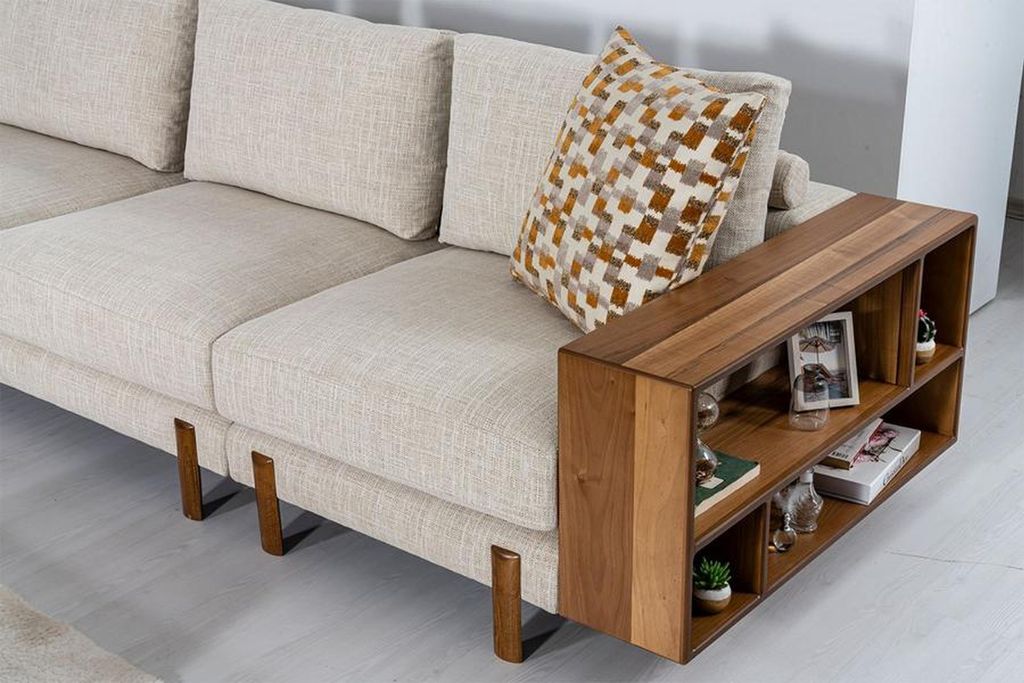 Bequem Beige Ecksofa L-Form Modern Textil Sofa Wohnzimmermöbel Eckgarnitur