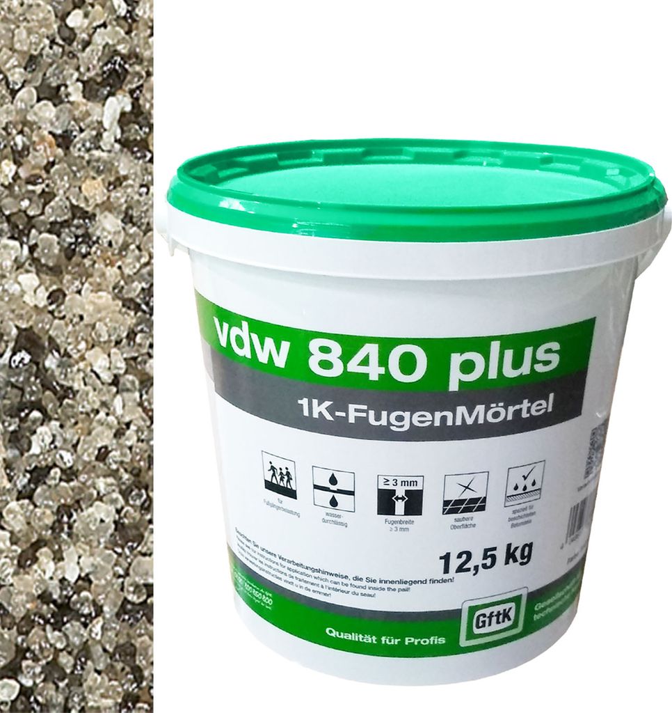 vdw 840 plus 1K-Fugenmörtel 12,5kg Steingrau Immagine del prodotto 