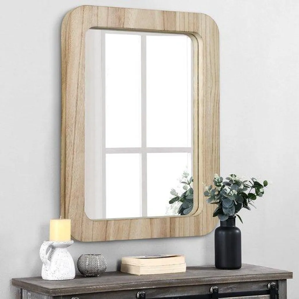 Miroir rectangulaire cadre bois 45x65 cm - Finition naturelle soignée