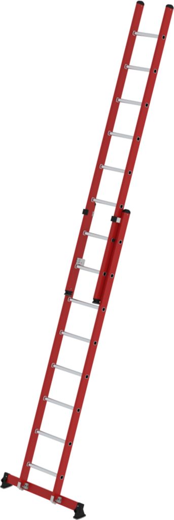 Munk Sprossen-Schiebeleiter 2-teilig GFK/Alu mit nivello -Traverse 2x8 Sprossen