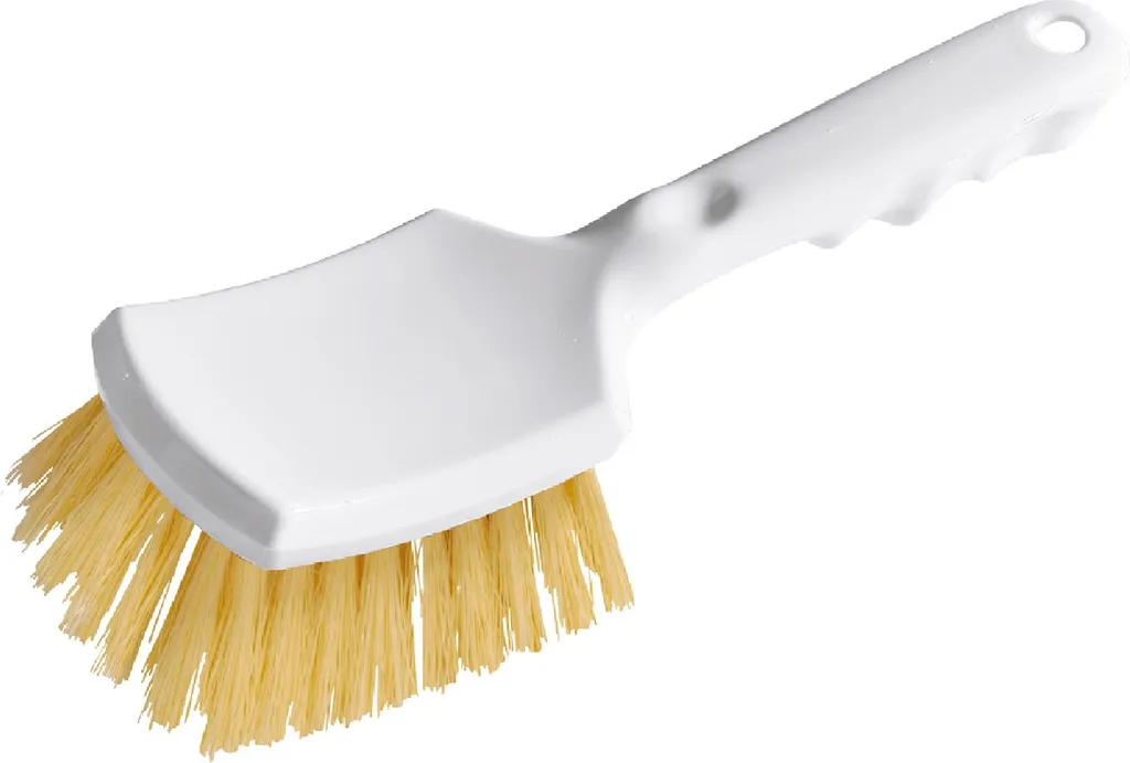 Brosse à jantes dure avec manche court blanc pour lavage auto Haug