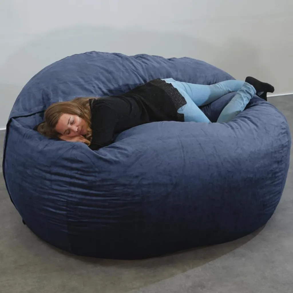 Grand pouf microsuède bleu nuit 200 cm déhoussable - Texture Premium - 2