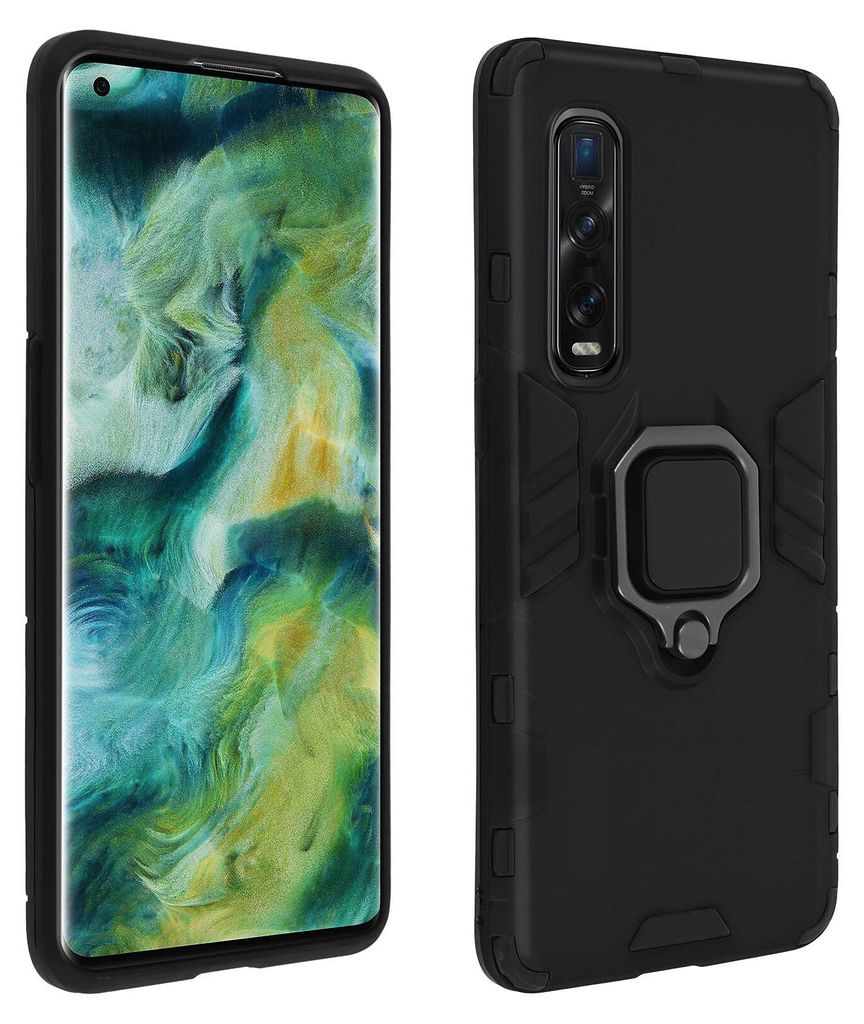 Oppo Find X2 Pro stoßfeste Hybrid Hülle + Ständer – Schwarz