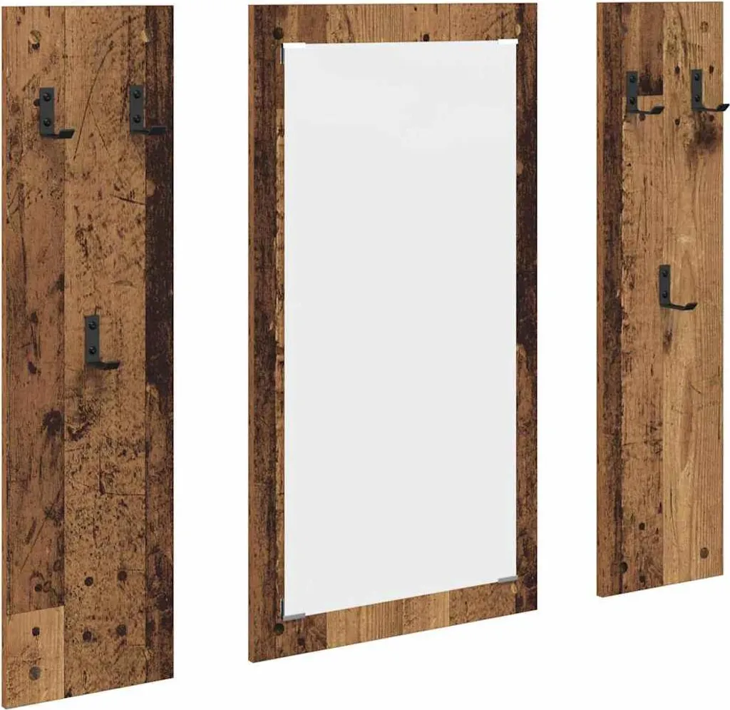 SYFAX™ Appendiabiti Vintage Legno Vecchio con Specchio - Home Decor