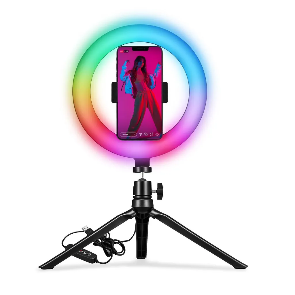 Celly CLICKRINGRGBBK: Ring Light RGB 20cm con Treppiede per Creator
