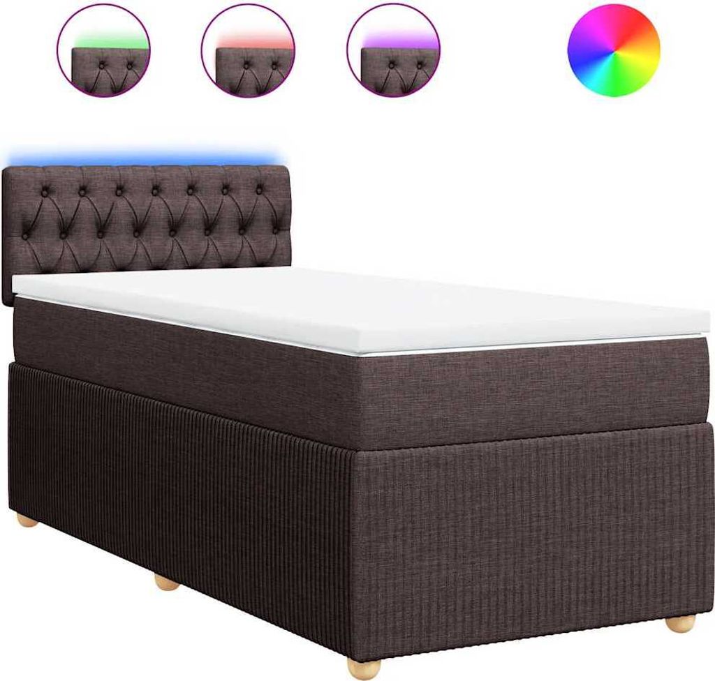 vidaXL Boxspringbett mit Matratze Dunkelbraun 90x190 cm Stoff