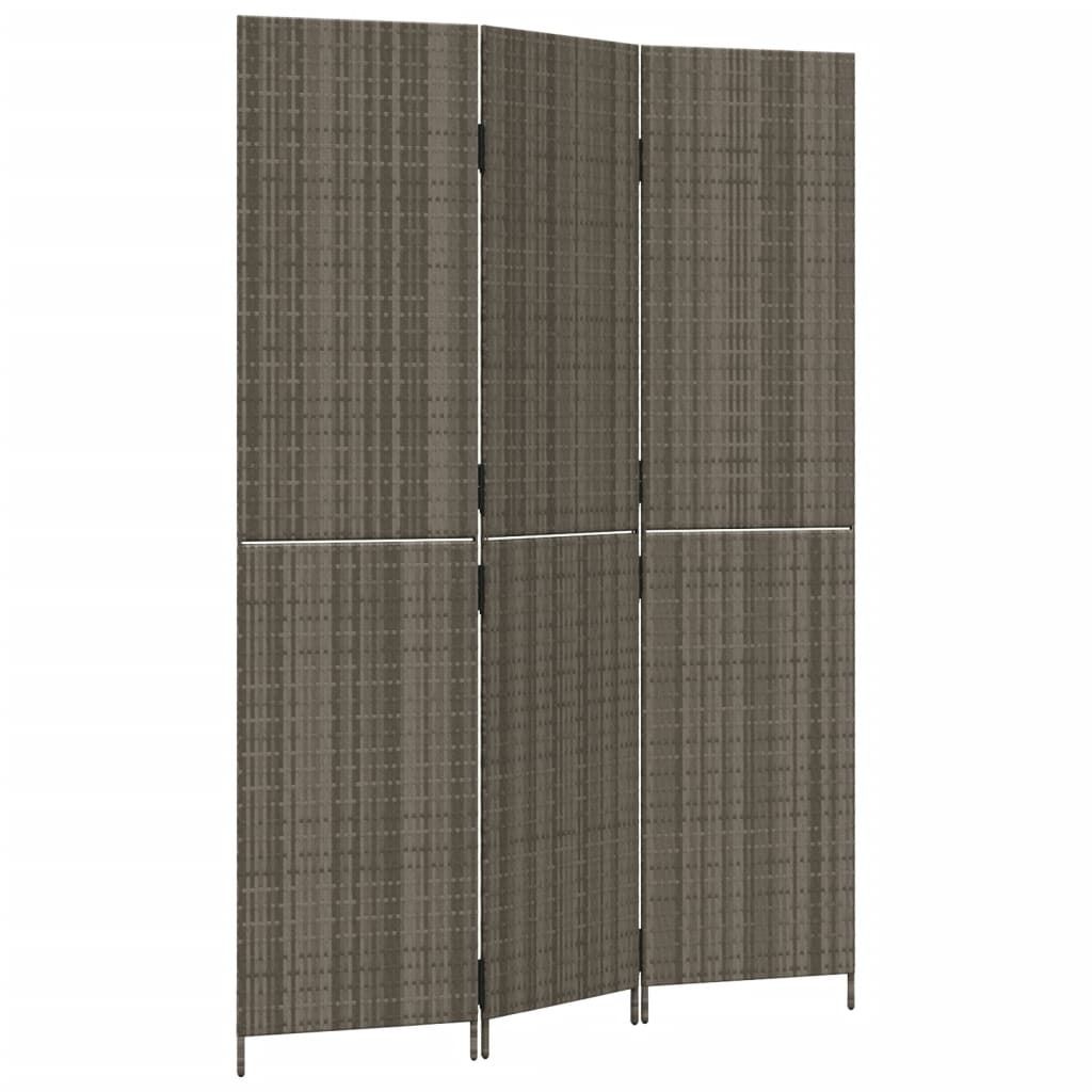 vidaXL Paravent 3-tlg. Grau Poly Rattan