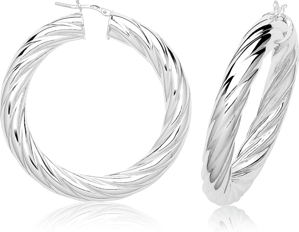 Stylische 925 Sterling Silber Damen - Paar Creolen - 40mm; TRS37229MM40