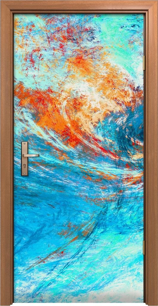Türposter 90x200 cm Türaufkleber Türtapete Türfolie Klebefolie Blaue Meereswelle Künstlerische