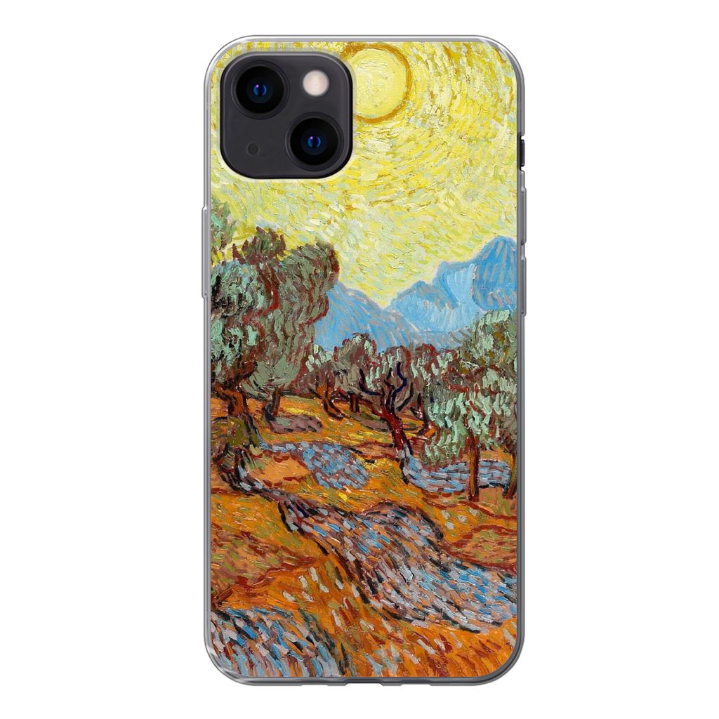 MuchoWow Handyhülle Schutzhülle Hülle für iPhone 13 Olivenbäume mit gelbem Himmel und Sonne - Vincent van Gogh Silikon Softcase Handy Hülle...