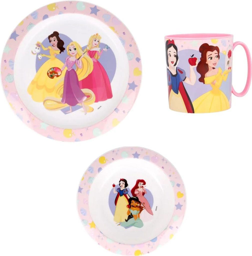 Disney Prinzessinnen Arielle Kinder Geschirr-Set 3 teilig Becher Teller Schüssel