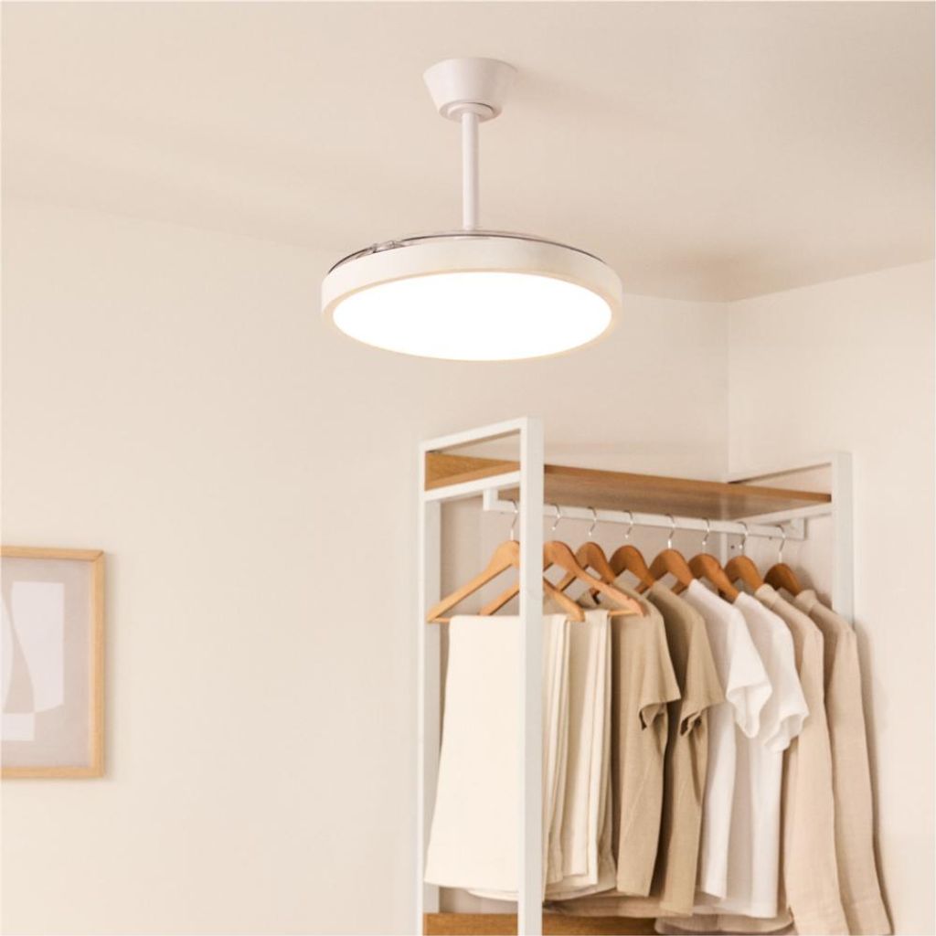 WIND CLEAR STUDIO - Deckenventilator 40W leise mit einziehbaren Flügeln und LED-Licht, verschiedene Größen