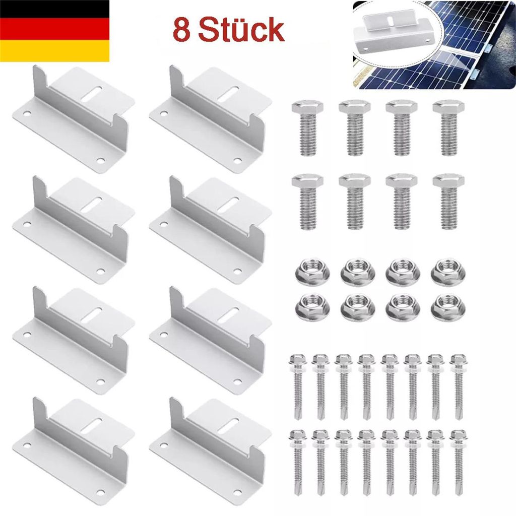 8x Solarmodul Halterung Befestigung Aluminium Z Winkel PV Solar Modul Halter DE