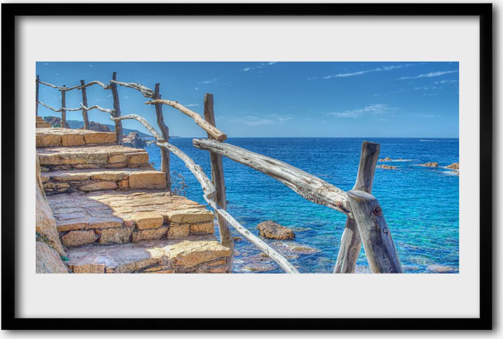 Bild 60x40 MDF-Rahmen Wandkunst Treppen Meer Architektur