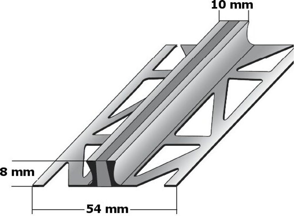 Fliesenprofil "Overloon" Dehnungsfugenprofil / Trennschiene für Fliesen mit grauer Silikoneinlage, Höhe: 2 - 25 mm, Breite: 54 mm, aus Edelstahl-...
