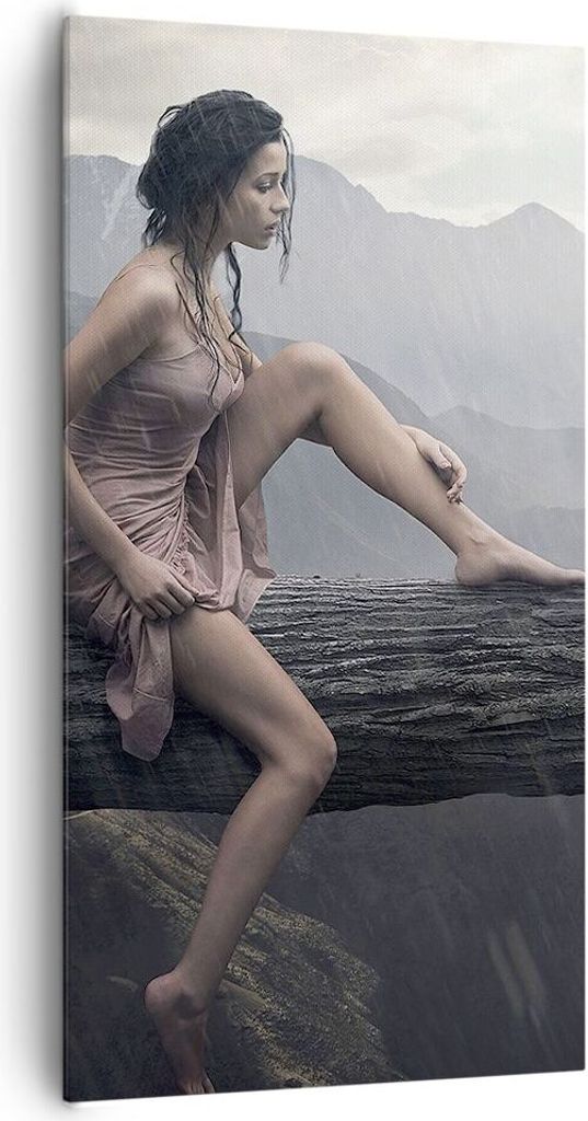 Bild auf Leinwand - Leinwandbild - Tiere Katze Mode Modell - 65x120cm - Wand Bild - Wanddeko - Leinwanddruck - Bilder - Kunstdruck - Wanddekoration...