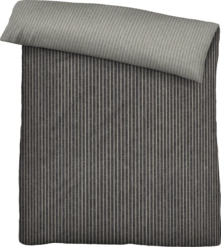 biberna Melange-Flanell Bettwäsche 0840507 WEBSTREIFEN color: titanium, size: 1x 135x200 cm + 1x 80x80 cm