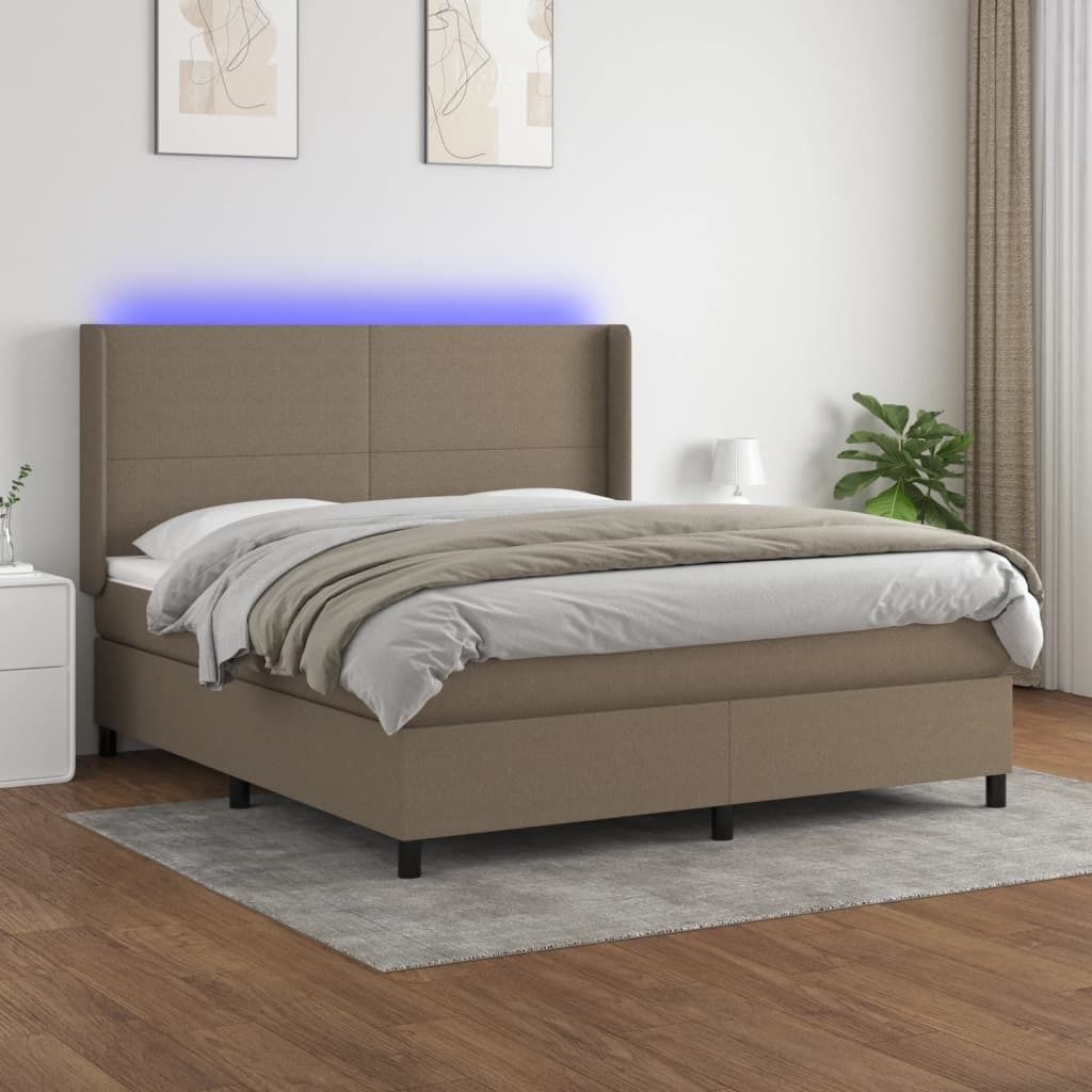 "Rabatt" Boxspringbett mit Matratze - 2 Personen - Strapazierfähiger Stoff - & LED Taupe 180x200 cm Stoff - Klassische Betten CC6489