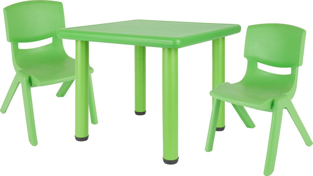 Bieco Kindertisch mit 2 Stühlen | Für Innen und Außen | Kindertisch mit Stühle Stapelbar & Kippsicher | Basteltisch Kinder Tisch Stuhl Set Malt...