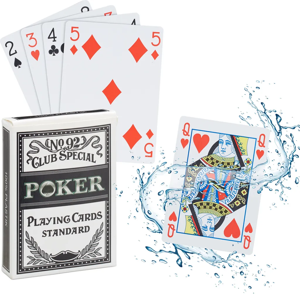 Relaxdays 10x Cartes de Poker Plastique - Résistant à l'Eau - Lot Premium