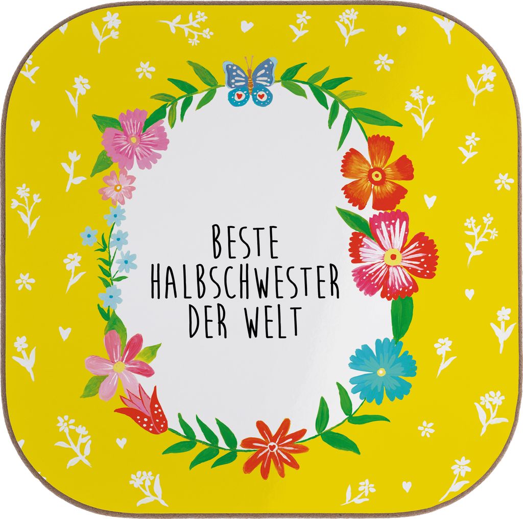 Mr. & Mrs. Panda Untersetzer für Gläser Halbschwester - Weiß - Geschenk, Beste, Coaster, Tischuntersetzer, Tochter, Glas, Holzuntersetzer, Getr...