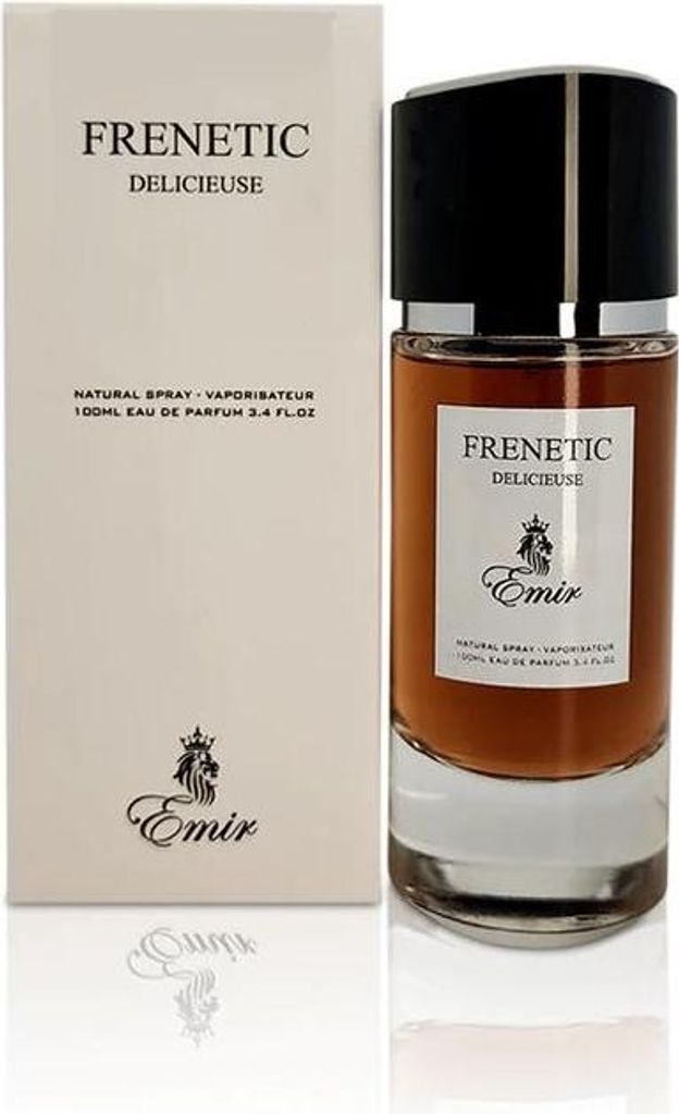 A perfume bottle and its box are displayed side-by-side on a white background.