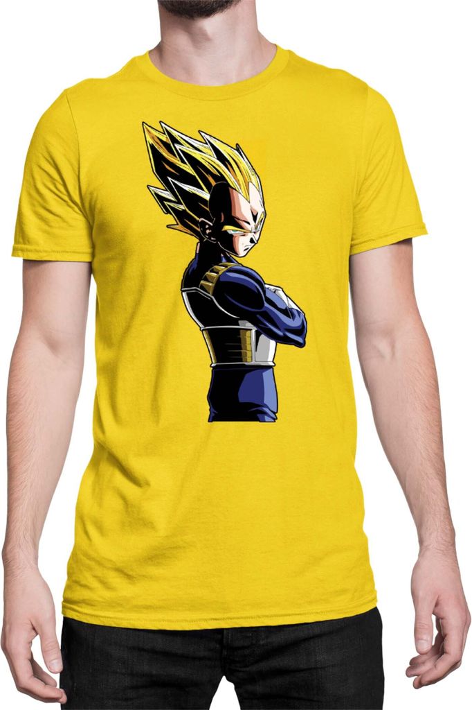 Herren T-Shirt Dragon Anime Manga Ball Z Vegeta 04, Man 2XL / Gelb