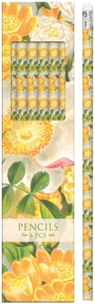 Dekorative Bleistifte STPEN31 gelbe Rosen - Satz von 6 Stück