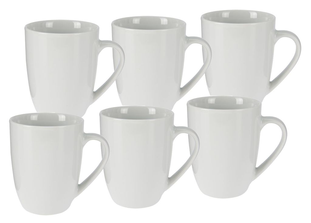 6 Stück Kaffeebecher Tassen 300ml aus Porzellan Kaffee Becher Tasse Weiß 6er Set 