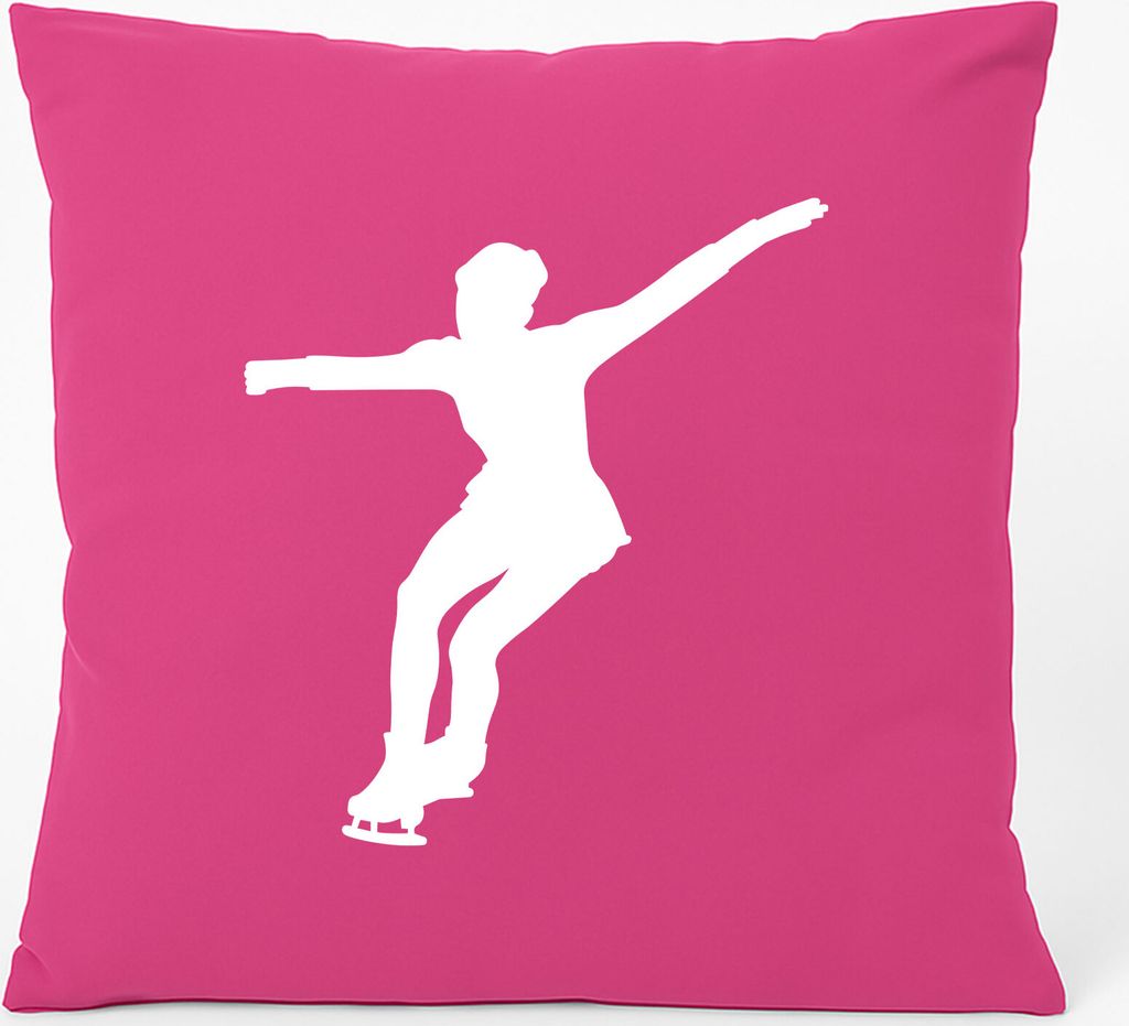 Huuraa Couchkissen Eiskunstlauf Silhouette Geschenk 40x40cm mit Füllung Fuchsia Baumwolle Eiskunstlauf Souvenir